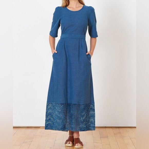 Caron Callahan Mattie dress indigo pique - Picture 3 of 16